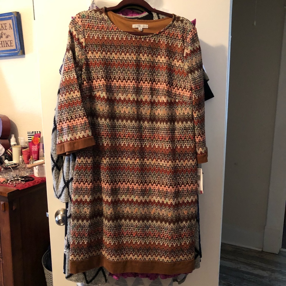 Sandra Darren Women’s Brown Chevron Dress NWT 16